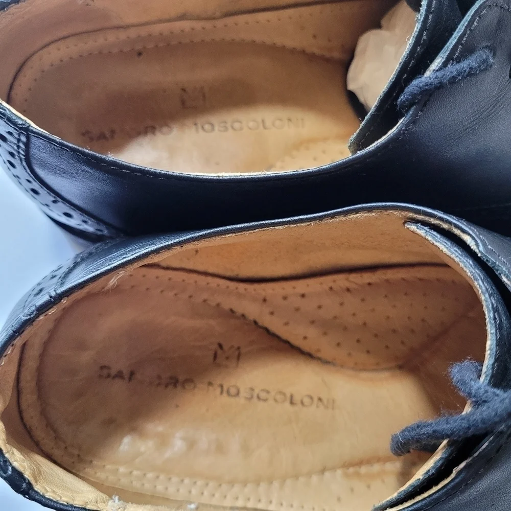 SANDRO MOSCOLONI MEN'S Black Leather Lace Up Derby Shoes Size 9.5 D